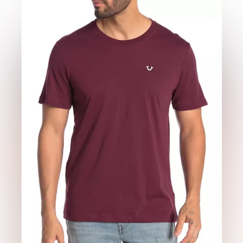 True Religion Buddha Print Crew Neck T-Shirt Deep Garnet